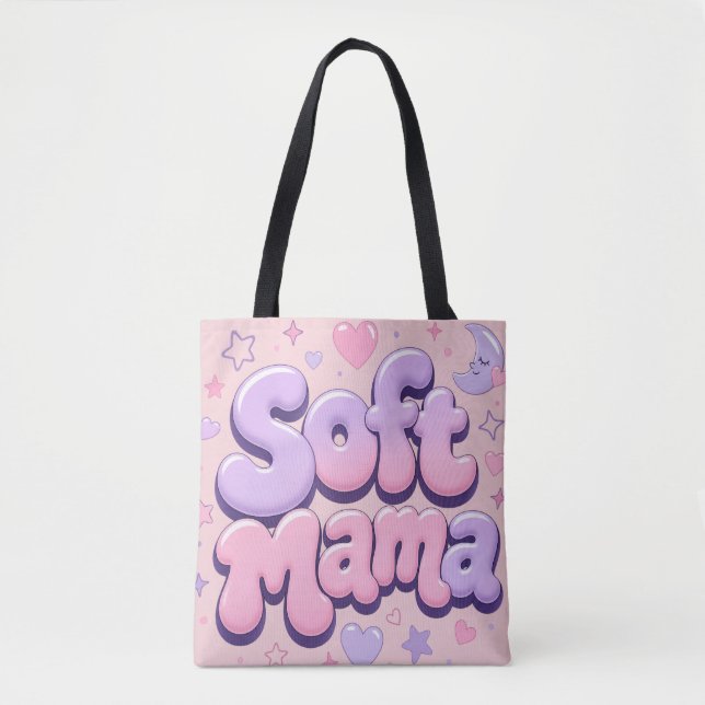 Tote Bag Typographie Rétro Douce Maman Bulle  (Devant)