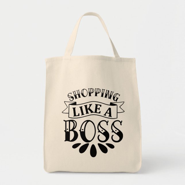 Tote Bag Typographie Shopping Like A Boss  (Devant)
