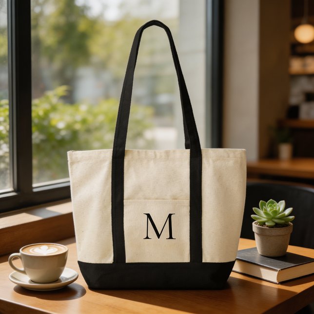 Tote Bag Typographie simple moderne tendance noir et blanc (Créateur téléchargé)