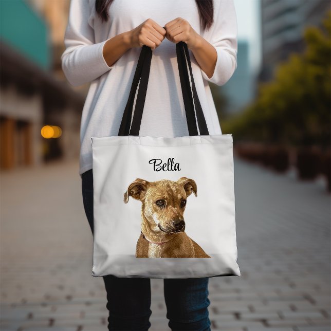 Tote Bag Typographie simple personnalisation Image de chien (Créateur téléchargé)