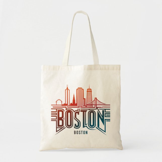 Tote Bag Typographie Skyline de Boston (Devant)