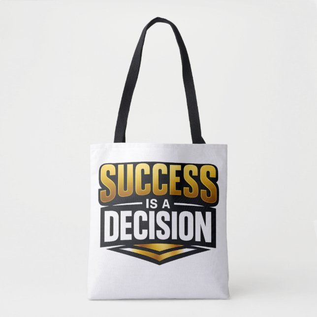 Tote Bag Typographie Success Gold sur fond noir (Devant)