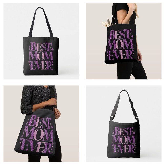 Tote Bag Typographie Tendance Meilleure Maman Ever (best mom ever bags Trendy Typography)