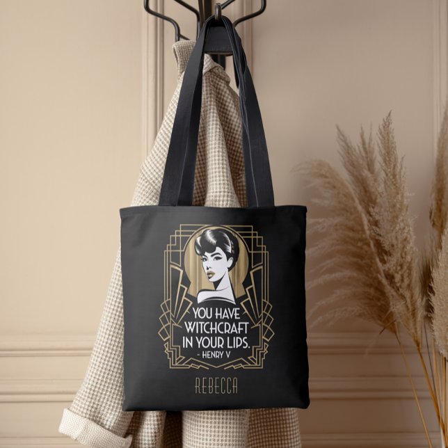 Tote Bag Typographie Tendance Moderne Noir Or (Créateur téléchargé)