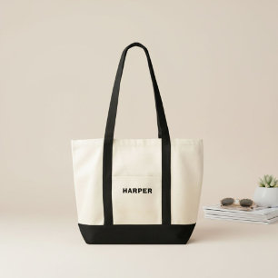 Tote Bag Typographie tendance noir et blanc simple moderne