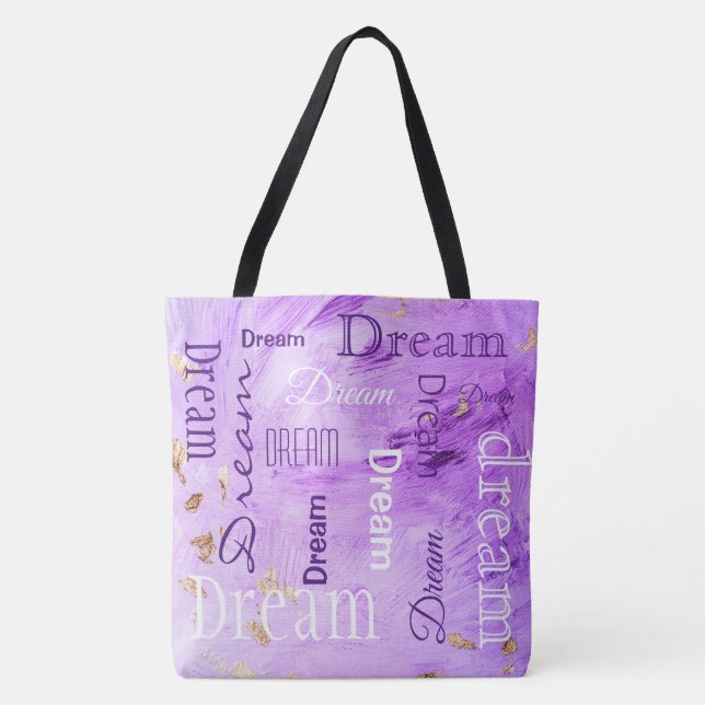 Tote Bag Typographie violet or Script Aquarelle (Devant)