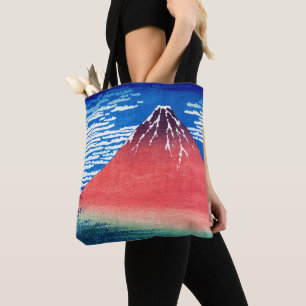 Tote Bag ukiyoe - Hokusai : No.33 Fuji rouge - 
