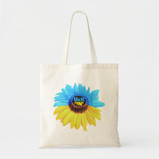Tote Bag Ukraine aquarelle tournesol bleu jaune drapeau (Devant)
