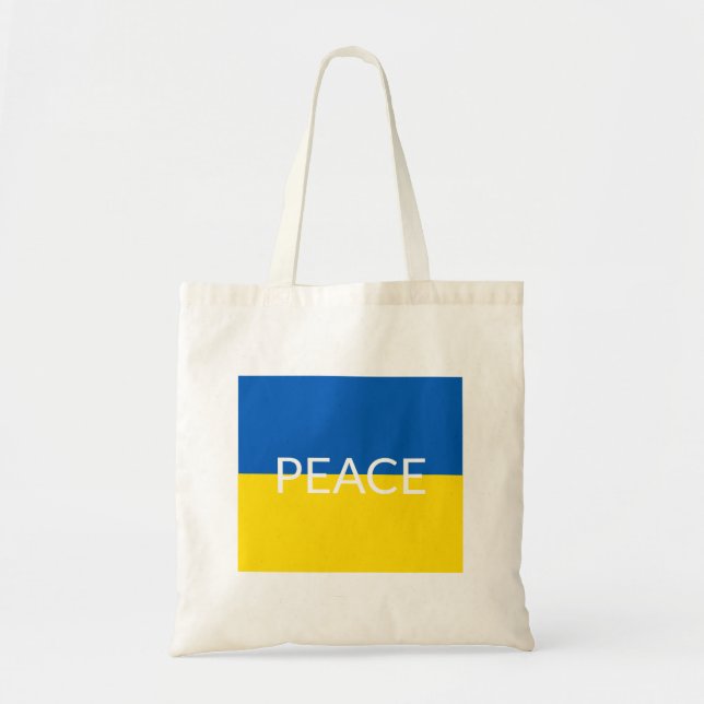 Tote Bag Ukraine bleu paix jaune drapeau de texte personnal (Devant)