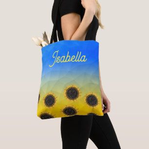 Tote Bag Ukraine géométrie maillage Tournesols Nom personna