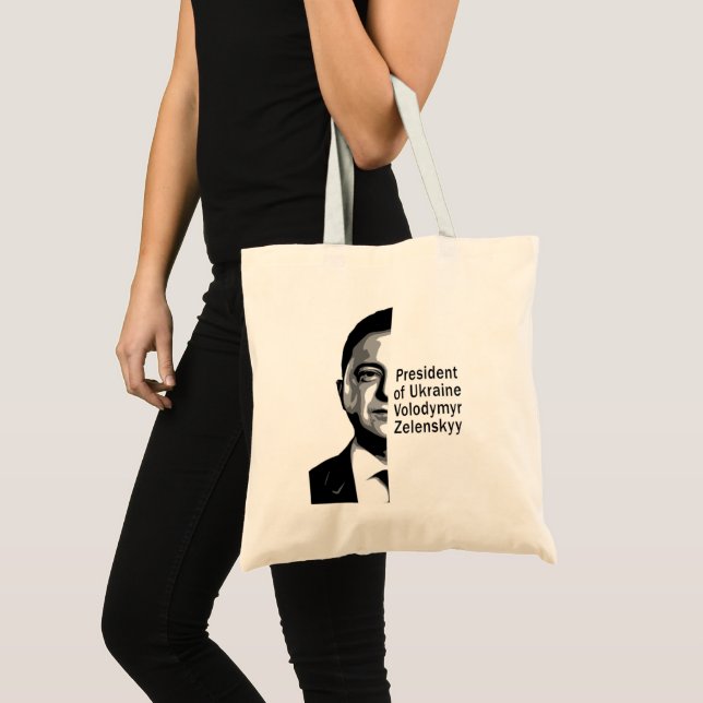 Tote Bag Ukraine Président Zelenskyy Half Portrait B&W Art (Devant (produit))