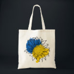 Tote Bag Ukraine Soutien aux tournesols bleu et jaune<br><div class="desc">Montrez votre soutien à l'Ukraine avec cette conception</div>