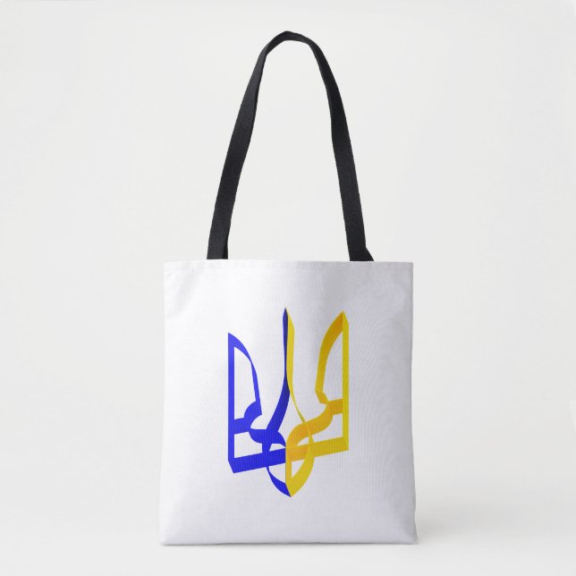 Tote Bag Ukraine Trident Bande bleue et jaune V2 (Devant)