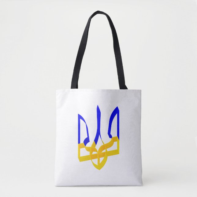 Tote Bag Ukraine Trident Bande bleue et jaune V3 (Devant)