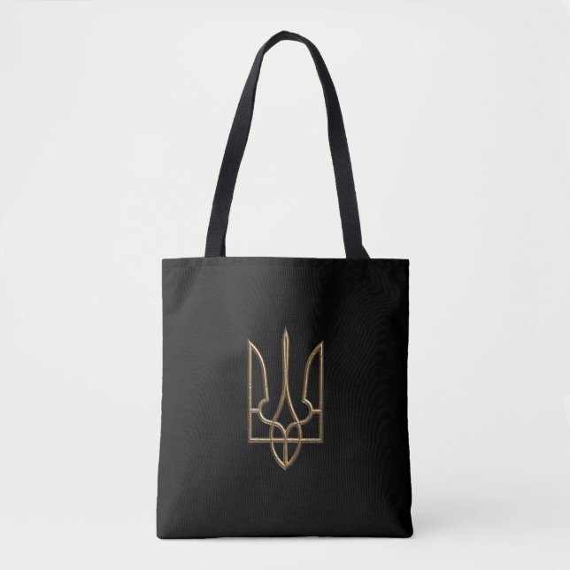 Tote Bag Ukraine Trident Gyrfalcon Crest doré (Devant)