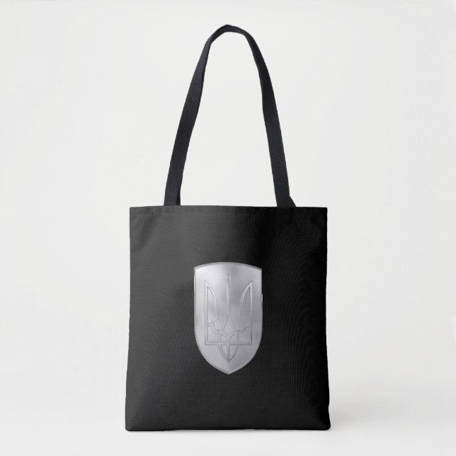 Tote Bag Ukraine Trident Gyrfalcon Crest Silver Look (Devant)