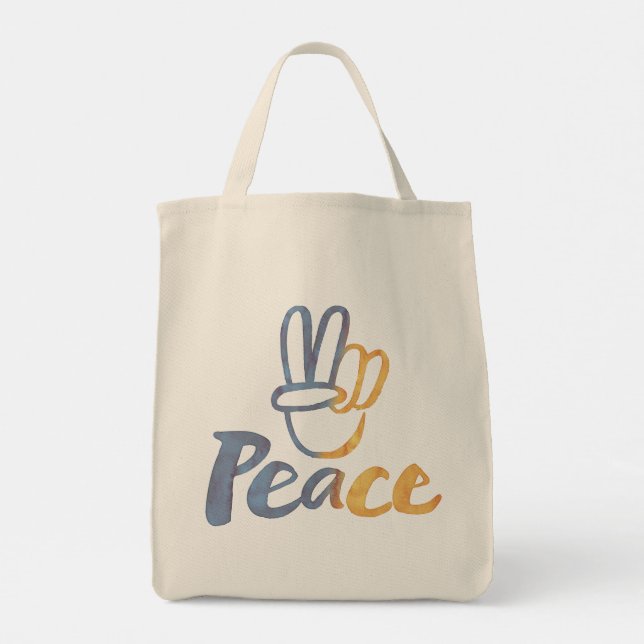 Tote Bag Ukrainien - Symbole de PAIX V-Sign Ukraine Anti-Gu (Dos)