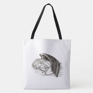 Tote Bag Un Angel endormi, noir et blanc
