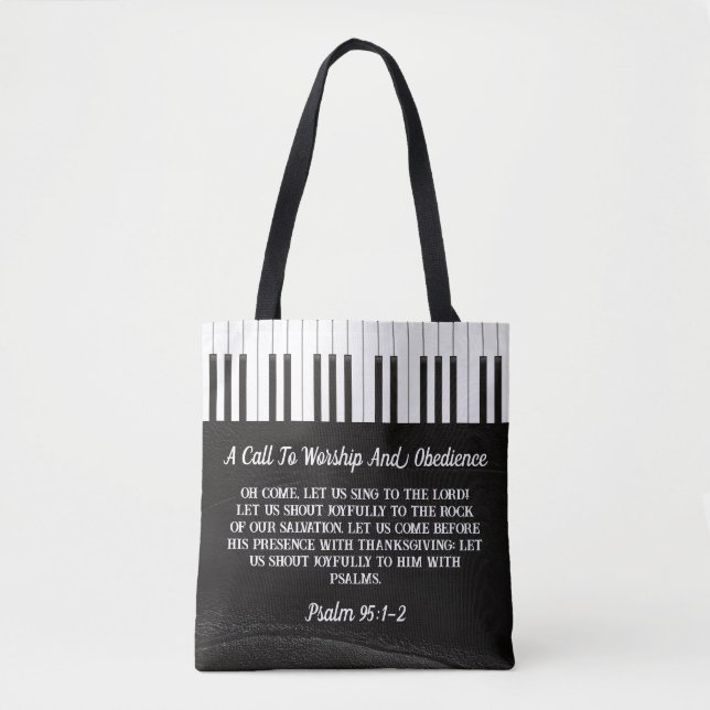 Tote Bag Un Appel Au Culte - Image De La Clé De Piano Noir  (Devant)