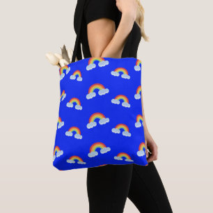 Tote Bag Un arc-en-ciel mou avec un Motif nuageux