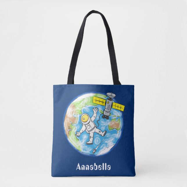 Tote Bag Un astronaute amusant dans l'espace et la bande de (Devant)