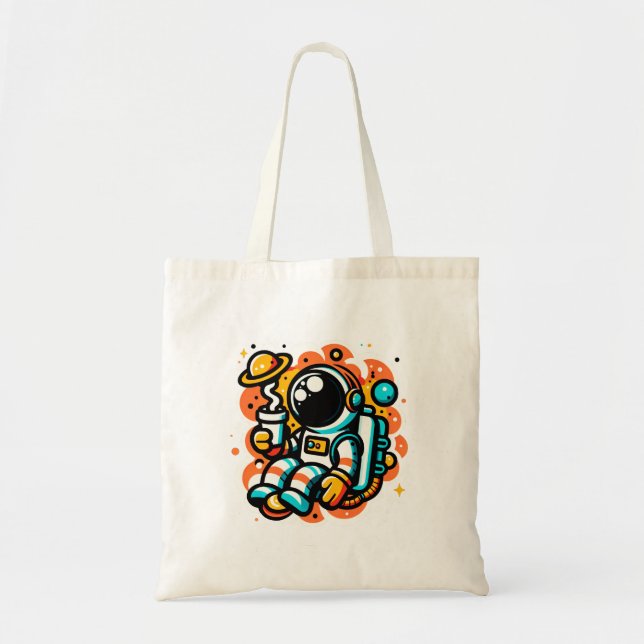 Tote Bag Un astronaute boit du café - Caféine spatiale (Devant)