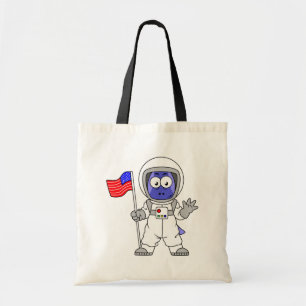 Tote Bag Un astronaute parasaurolophus tient le drapeau amé