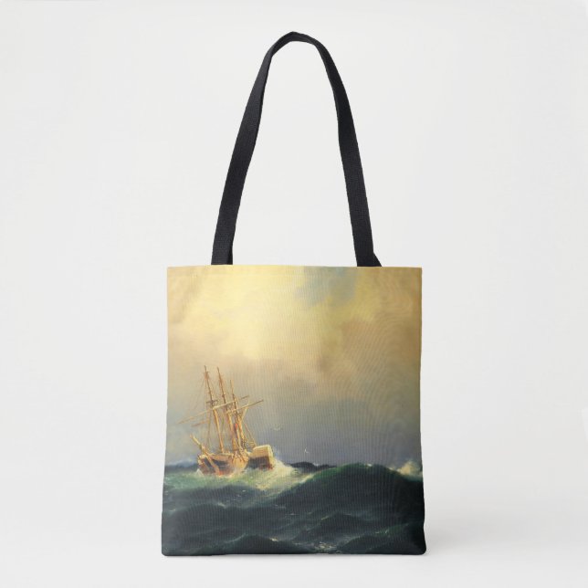 Tote Bag Un bateau à vapeur dans une tempête dans l'océan A (Devant)