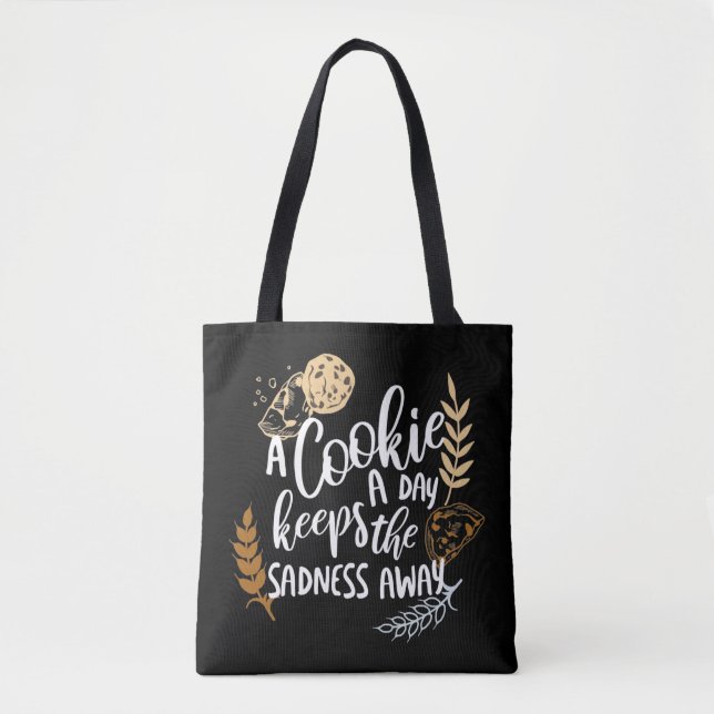Tote Bag Un biscuit par jour garde la tristesse loin du noi (Devant)