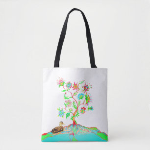 Tote Bag Un canard et un arbre de vie