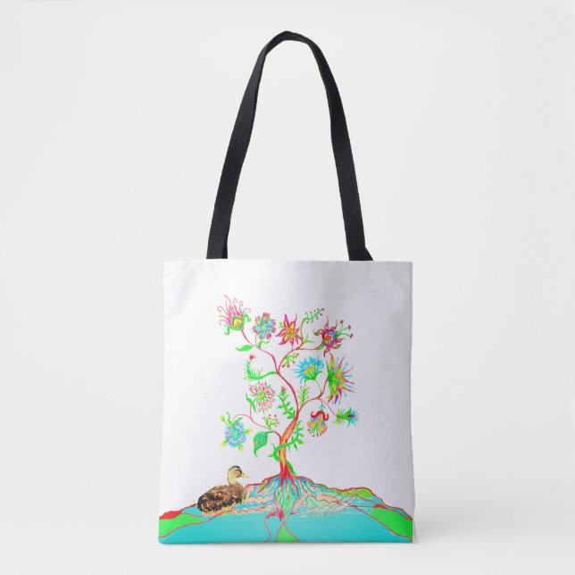 Tote Bag Un canard et un arbre de vie (Devant)