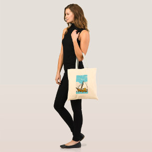 Tote Bag Un chat grincheux sur un voilier Drôle Caricature