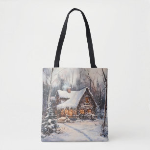 Tote Bag Un cottage cosy en hiver