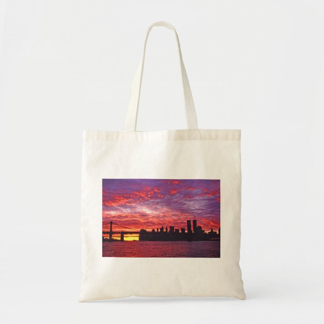 Tote Bag Un Coucher De Soleil Brillant, Silhouette Du Lower (Devant)
