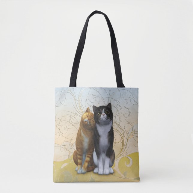 Tote Bag Un couple de chats : l'amour est dans l'air ? tass (Devant)