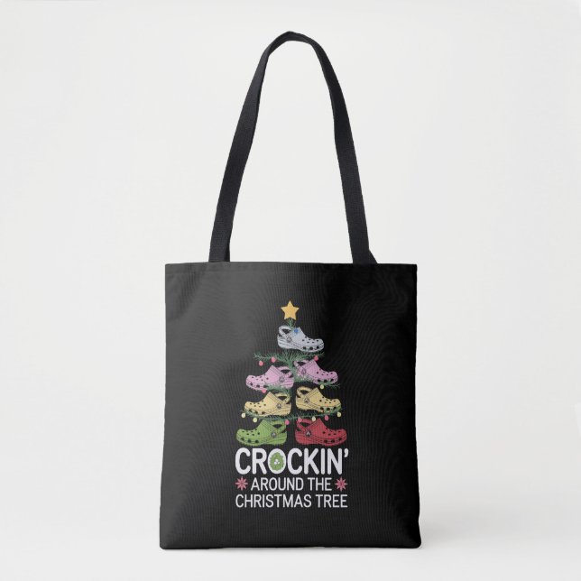 Tote Bag Un Crockin autour de l'arbre de Noël (Devant)