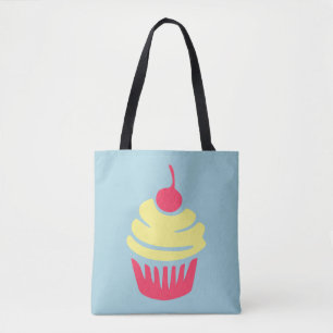 Tote Bag Un cupcake de rose et de jaune avec Cherry On Top