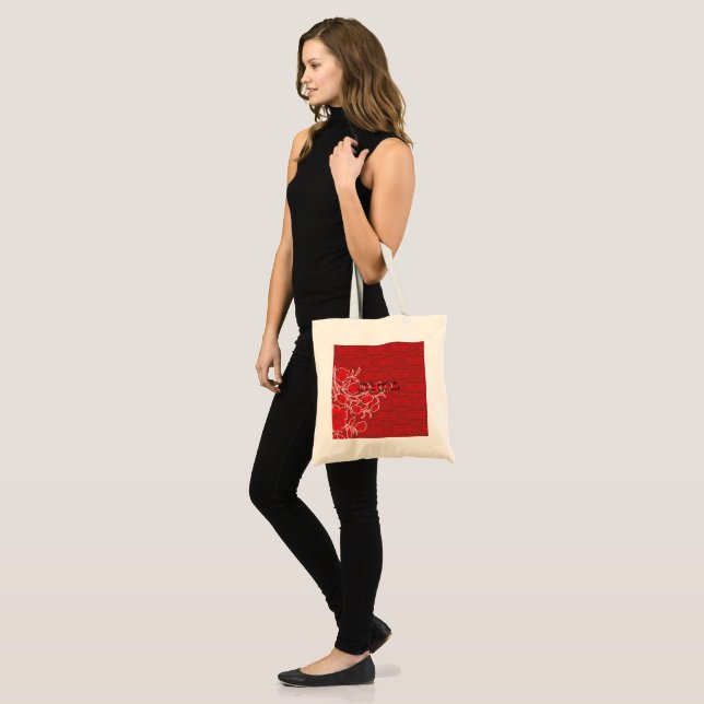 Tote Bag Un design complexe de motifs rouges et bruns, ele (Devant (modèle))