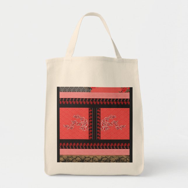 Tote Bag un design de papier peint rouge et noir (Devant)