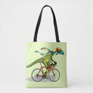 Tote Bag Un Dinosaure Anabisetia À Vélo.