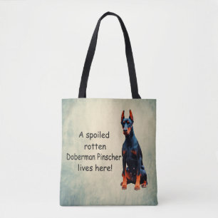 Tote Bag Un Doberman Pinscher Tourné Vit Ici