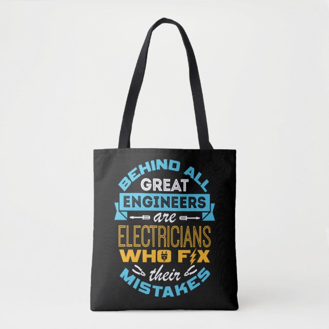 Tote Bag Un électricien drôle derrière tous les grands ingé (Devant)
