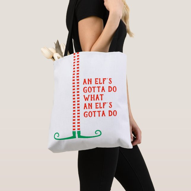 Tote Bag Un elfe doit faire de mignonnes jambes rayées amus (De près)