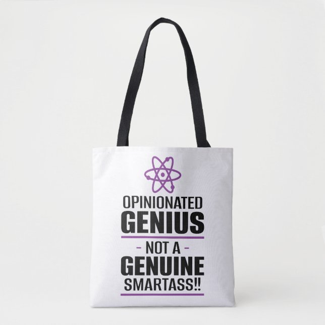 Tote Bag "Un Génie Opinionisé... Pas Un Smartass Véritable" (Devant)