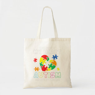 Tote Bag Un gros morceau de mon coeur a l'autisme Il est mo