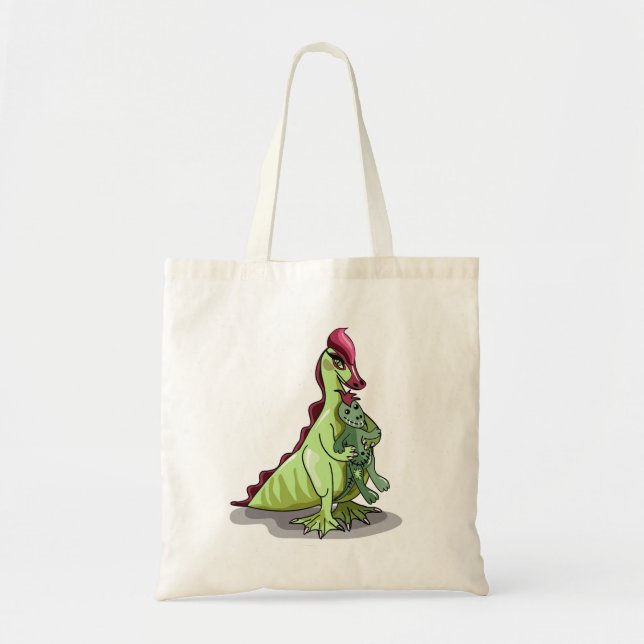 Tote Bag Un Hadrosaurus Féminin Tenant Une Poupée. (Devant)