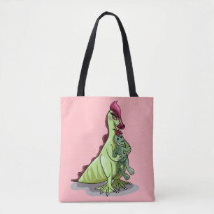 Tote Bag Un Hadrosaurus Féminin Tenant Une Poupée.