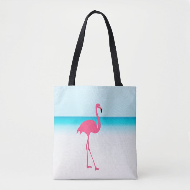 Tote Bag Un joli flamant rose sur la plage (Devant)