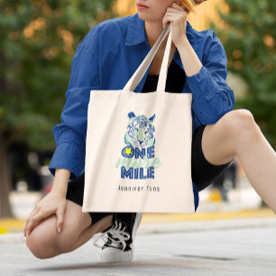 Tote Bag Un kilomètre de plus Motivational Blue Tiger