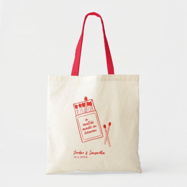 Tote Bag Un mariage fait au ciel, mariage rouge, bienvenue (Devant)